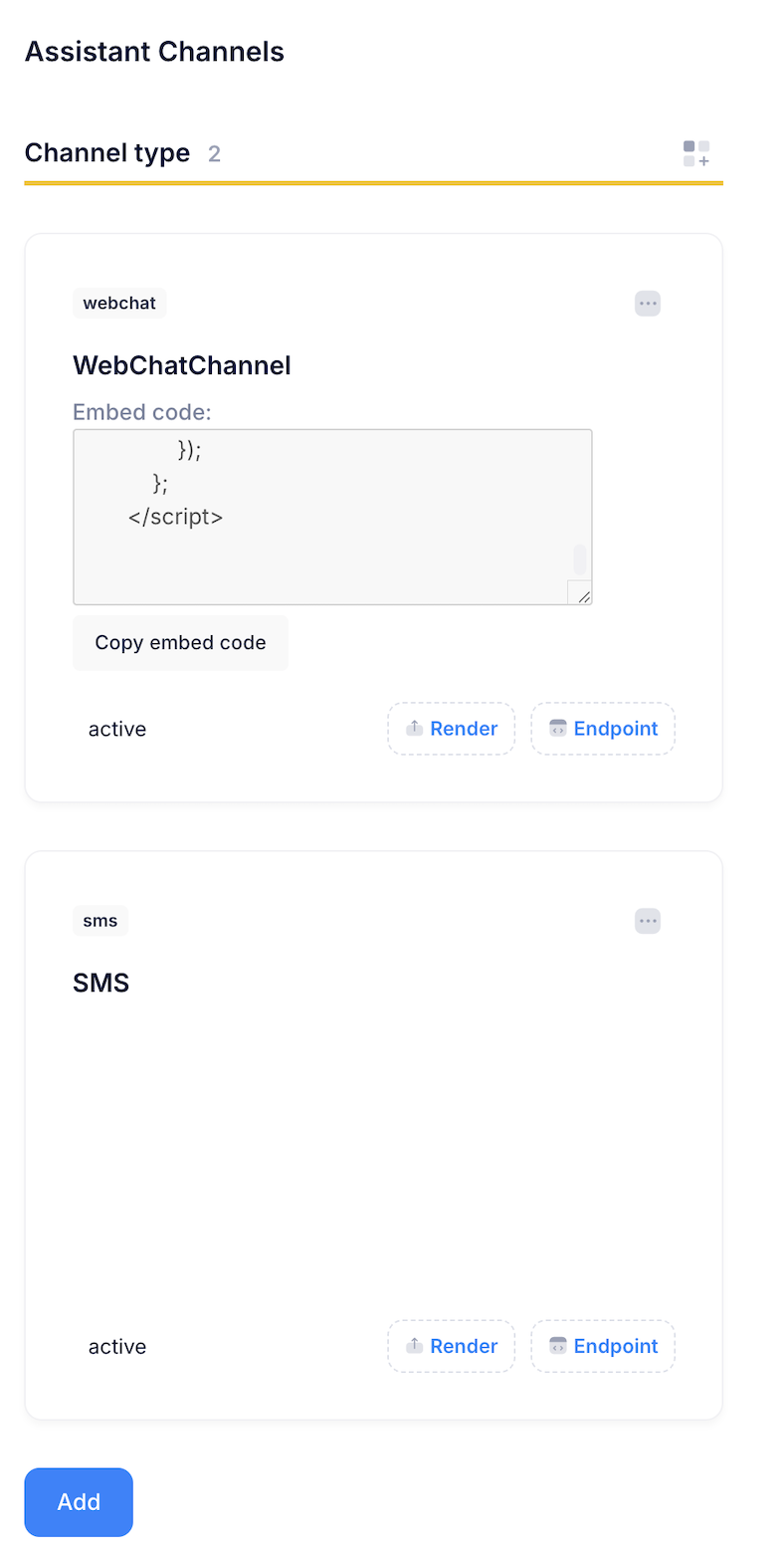 Multi-channel communication interface showing various messaging platforms