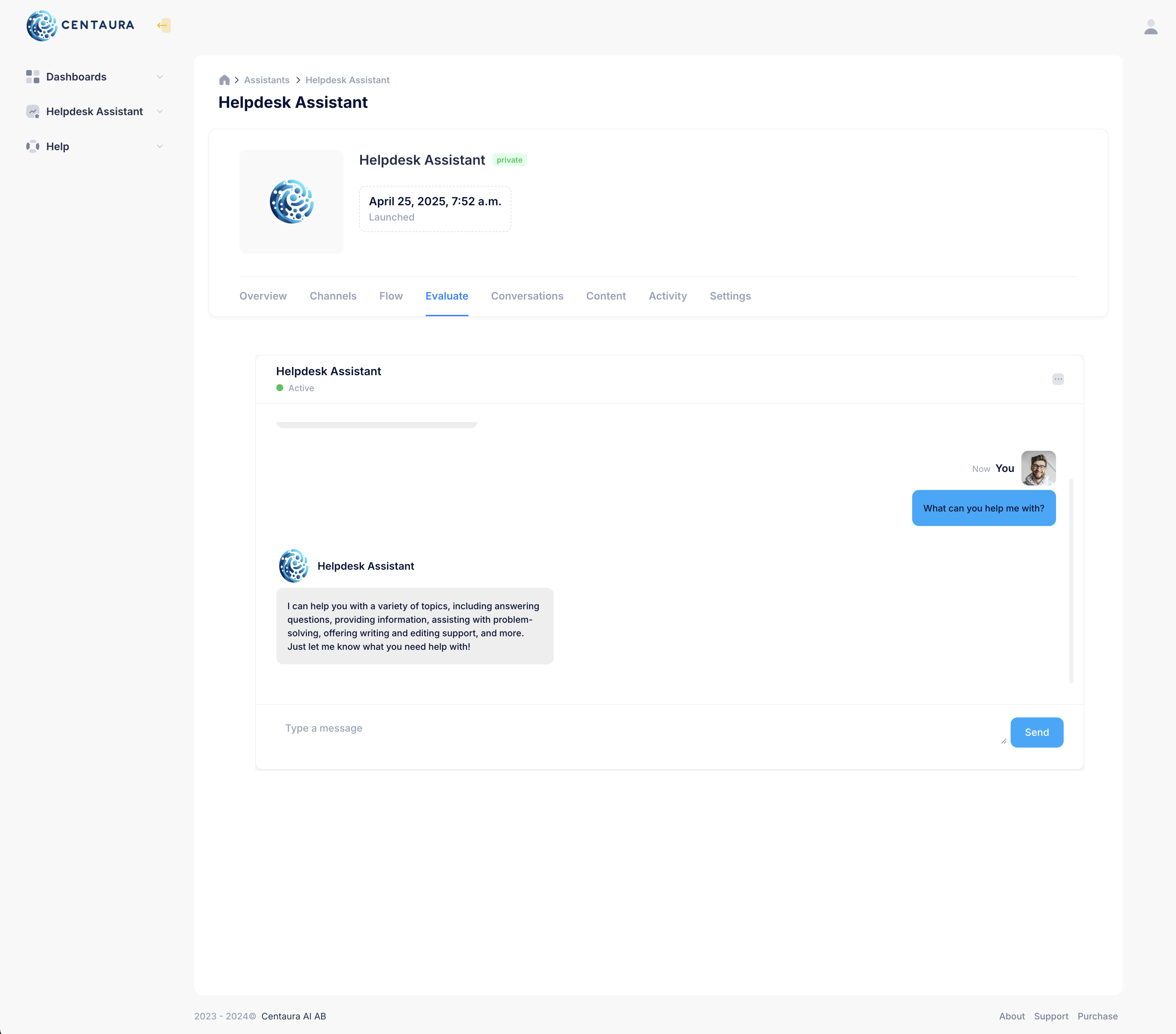 Assistant Management Interface